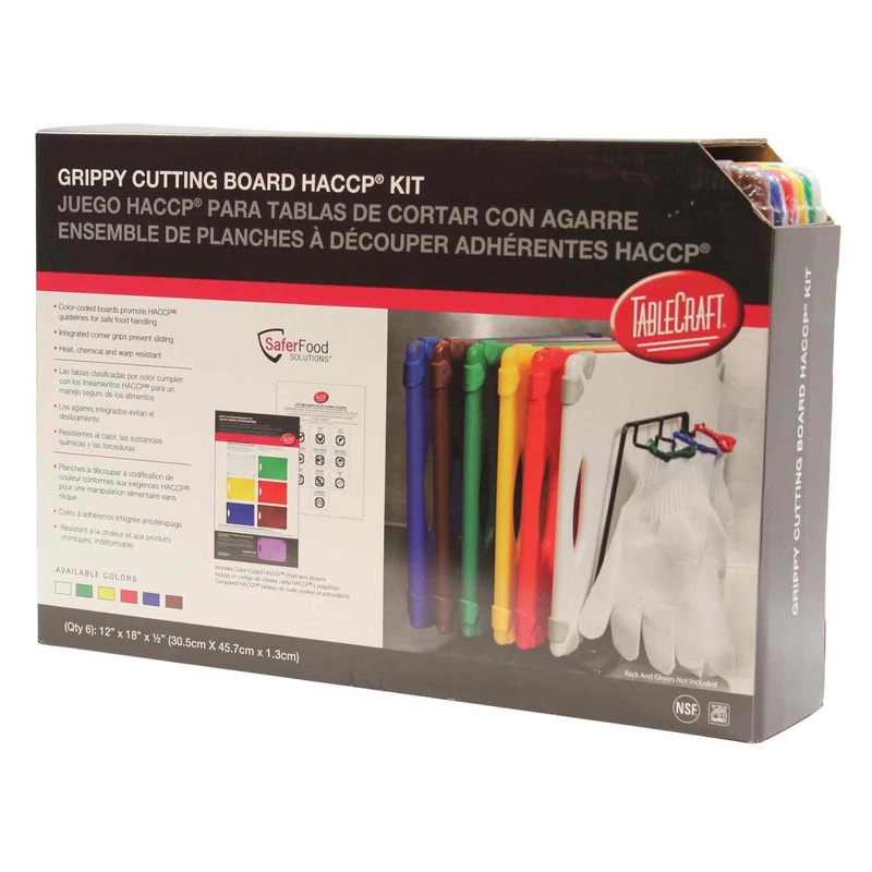 TableCraft CBG1218APK6 Grippy 6-Piece Anti-Slip Heat Resistant Cutting Board Kit 12" x 18" - Assorted Colors