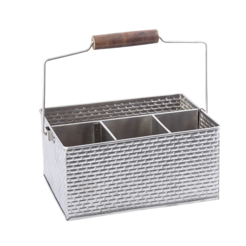 TableCraft GPSSCADDY Rectangular Flatware Caddy w/ (4) Compartments, Stainless