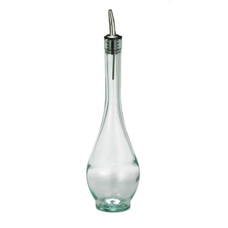 TableCraft H931 16 oz Cruet w/ Stainless Steel Pourer - Glass, Green Tint