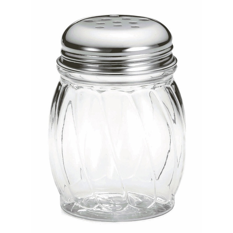 TableCraft P260 Plastic Swirl Cheese Shaker with Chrome Plated Perforated Top 6 oz. - 24/Case
