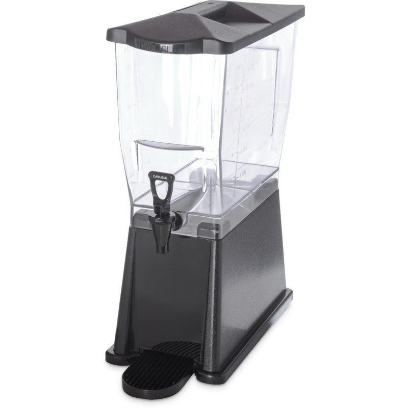 Carlisle 1085003 Trimline Premium Rectangular Non-Insulated Beverage Dispenser with Single Clear Bowl, Black Base and Deluxe No-Drip Locking Faucet 3 Gal.