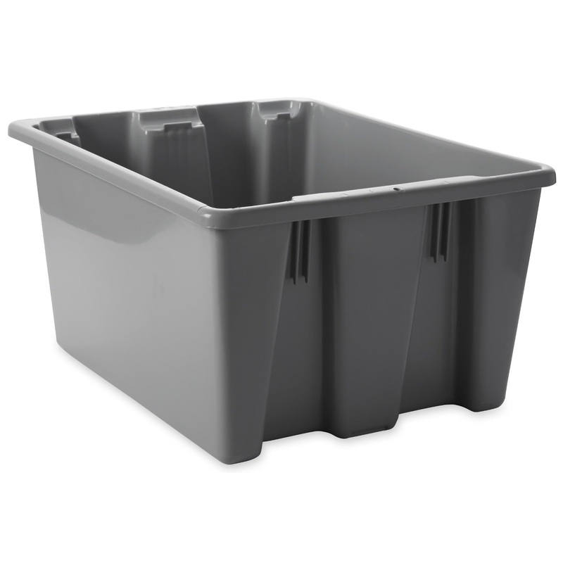 Rubbermaid FG172100GRAY Stack and Nest Palletote Polyethylene Storage / Tote Box 19-1/2"W x 15-1/2"D x 10"H - 1-5/16 cu. ft. - Gray