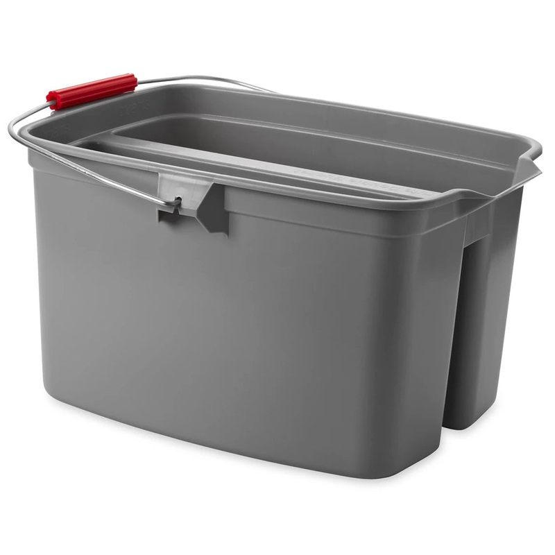 Rubbermaid FG262888GRAY Plastic Double Pail / Divided Bucket 19 qt. - Gray