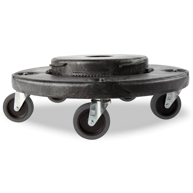 Rubbermaid FG264043BLA BRUTE Round Plastic Quiet Utility / Trash Can Dolly 18-1/4"Dia - Black - for FG262000, FG263200, FG264300, FG265500 Containers 20-55 Gallon