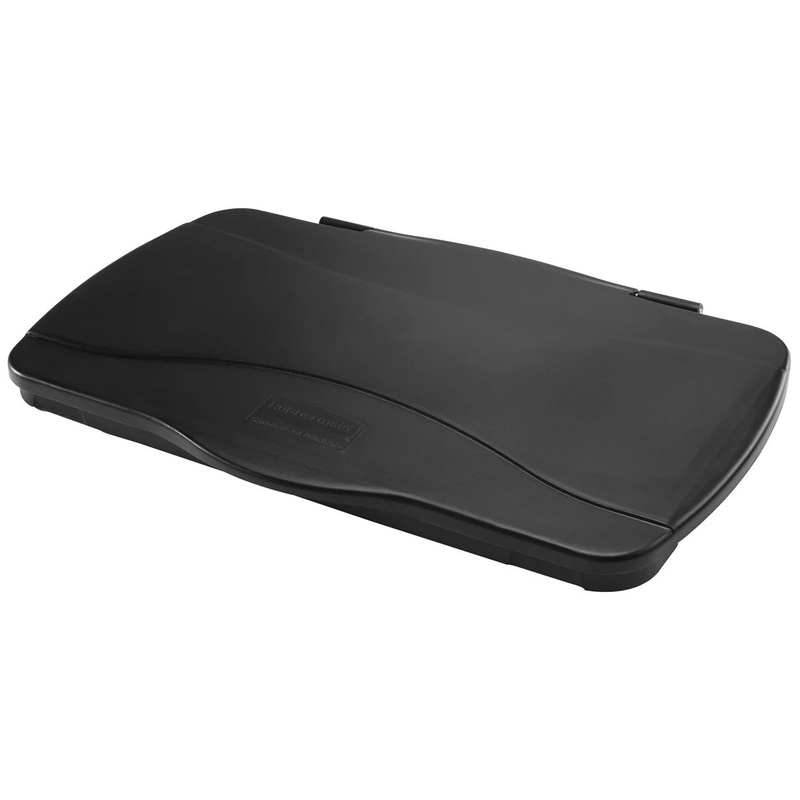 Rubbermaid FG267400BLA Slim Jim Rectangular Flat Hinged Trash Can Lid for Slim Jim Containers - Black
