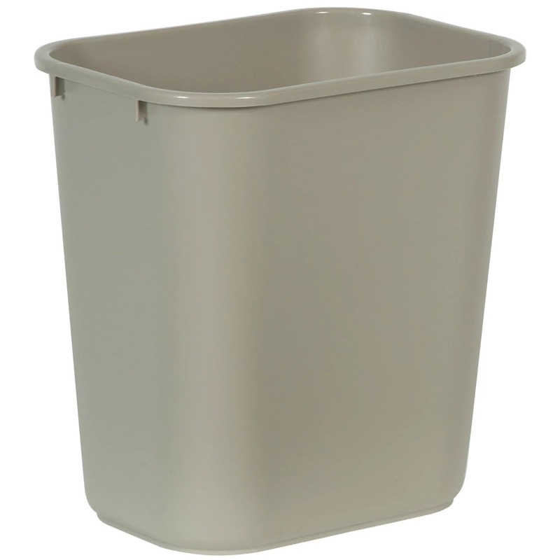 Rubbermaid FG295600BEIG Medium Rectangular Wastebasket / Trash Can 28 Qt. - Beige