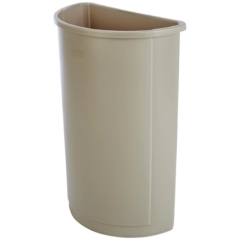 Rubbermaid FG352000BEIG Untouchable Half Round Container / Trash Can 21 Gal. - Beige
