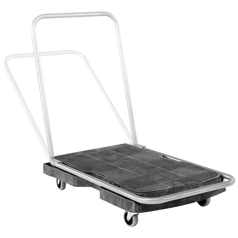 Rubbermaid FG440000BLA Triple Trolley Single 3-Position Straight Handle Utility Platform Truck 32-1/2" x 20-1/2" - Black - 250 lb. Capacity