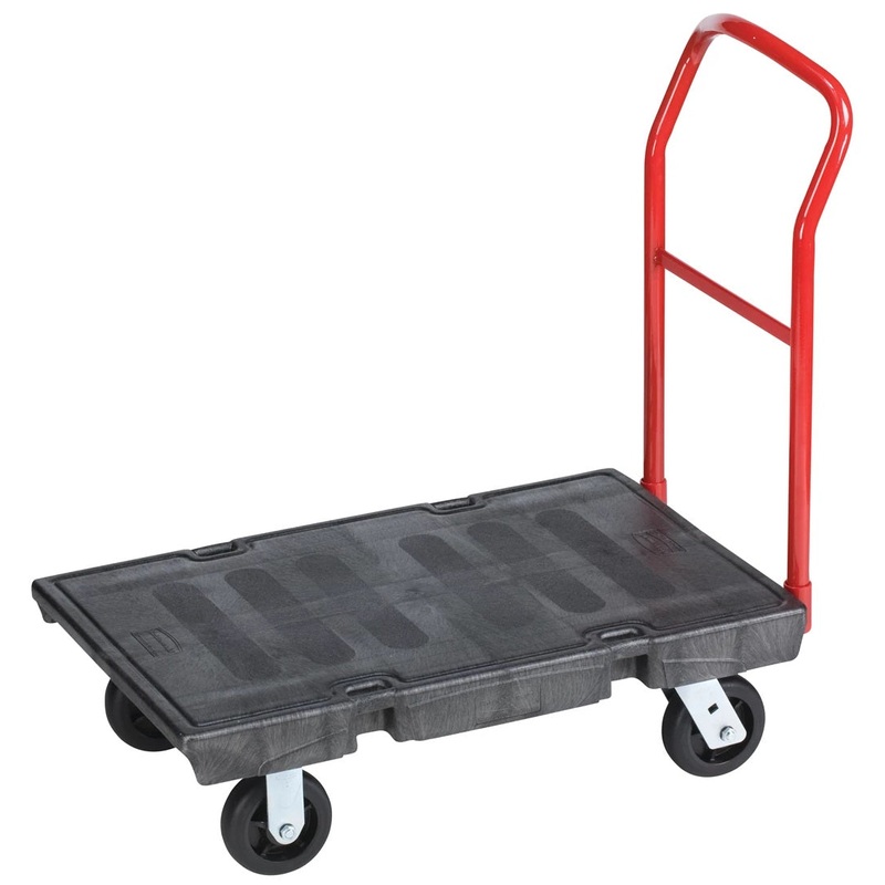 Rubbermaid FG440300BLA Single Handle Heavy-Duty Platform Truck with Tie Downs 36" x 24" - Black - 1000 lb. Capacity