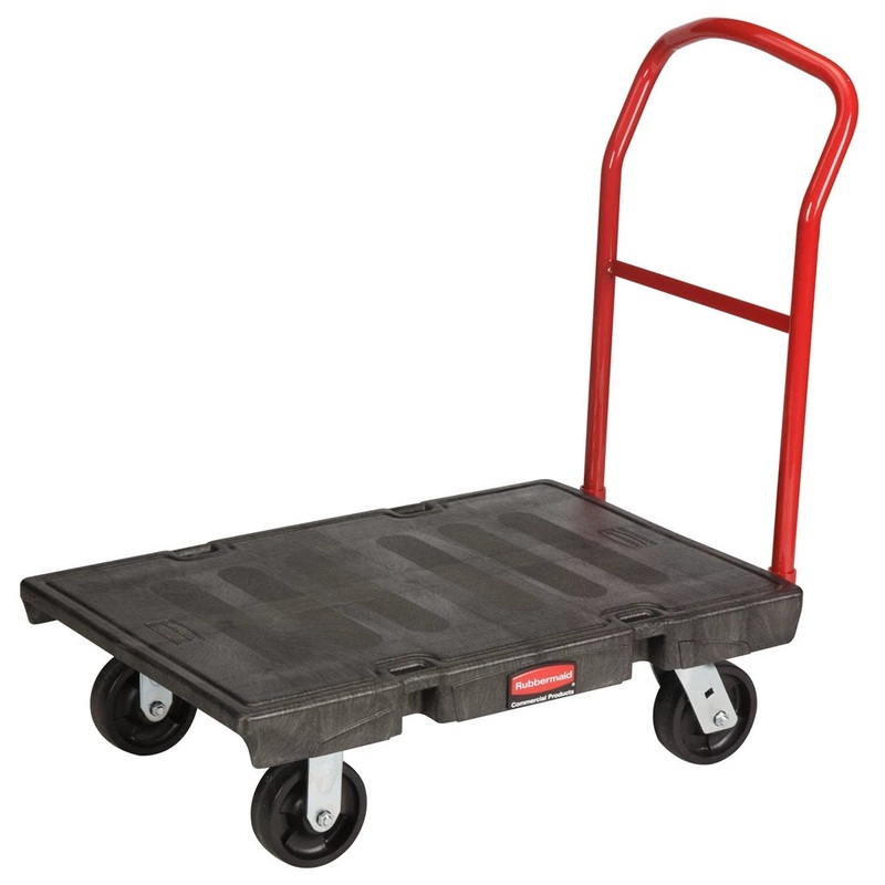 Rubbermaid FG440600BLA Single Handle Heavy-Duty Platform Truck with Tie Downs 36" x 24" - Black - 2000 lb. Capacity