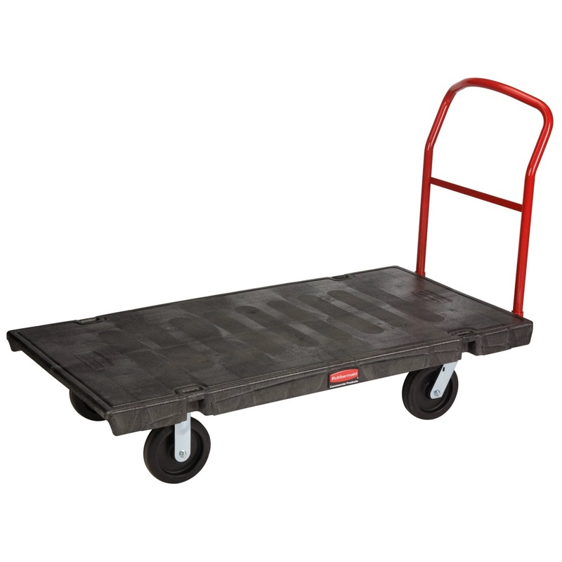 Rubbermaid FG446600BLA Single Handle Heavy-Duty Platform Truck with Tie Downs 60" x 30" - Black - 2000 lb. Capacity