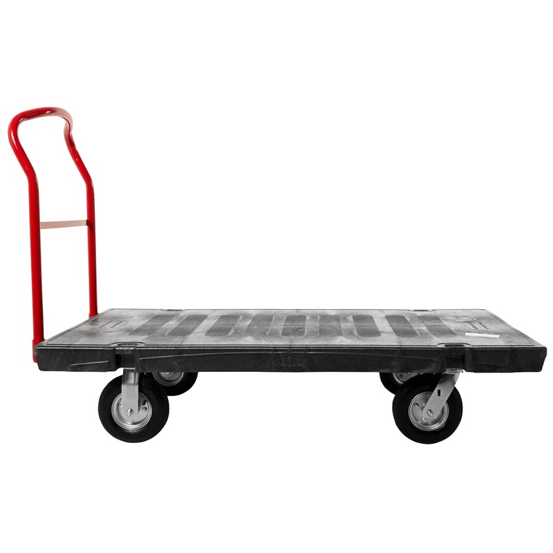 Rubbermaid FG447100BLA Single Handle Heavy-Duty Platform Truck with Tie Downs 60" x 30" - Black - 2500 lb. Capacity