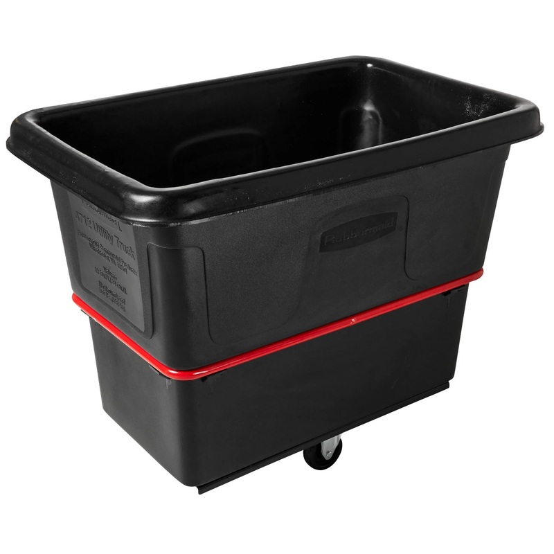 Rubbermaid FG472700BLA Open Top Heavy-Duty Utility Cube Truck / Trash Cart 43-1/4"L x 28"W x 33-7/8"H - Black - 12 cu. ft. (800 lb. Capacity)