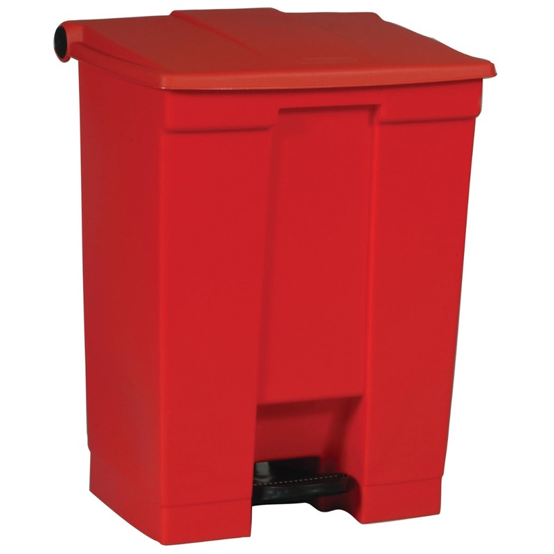 Rubbermaid FG614500RED Plastic Rectangular Front Step-On Container / Trash Can 18 Gal. - Red