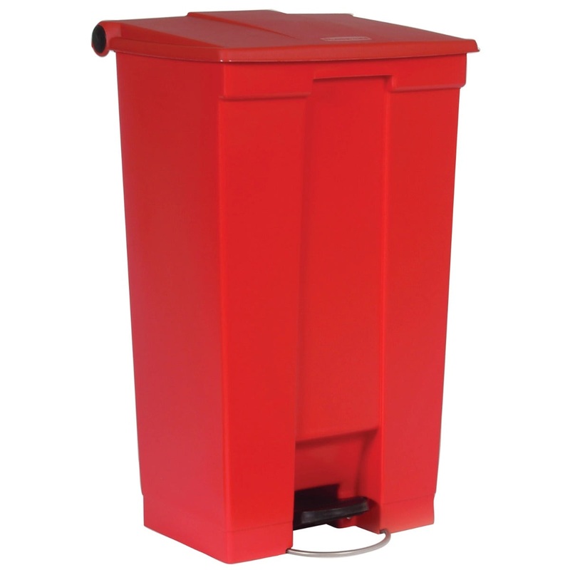 Rubbermaid FG614600RED Plastic Rectangular Front Step-On Container / Trash Can 23 Gal. - Red
