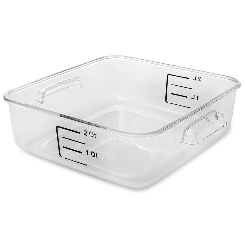 Rubbermaid FG630200CLR Space Saving Polycarbonate Square Food Storage Container 2 Qt. - Clear