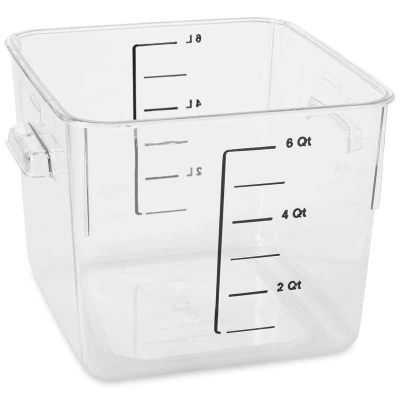 Rubbermaid FG630600CLR Space Saving Polycarbonate Square Food Storage Container 6 Qt. - Clear