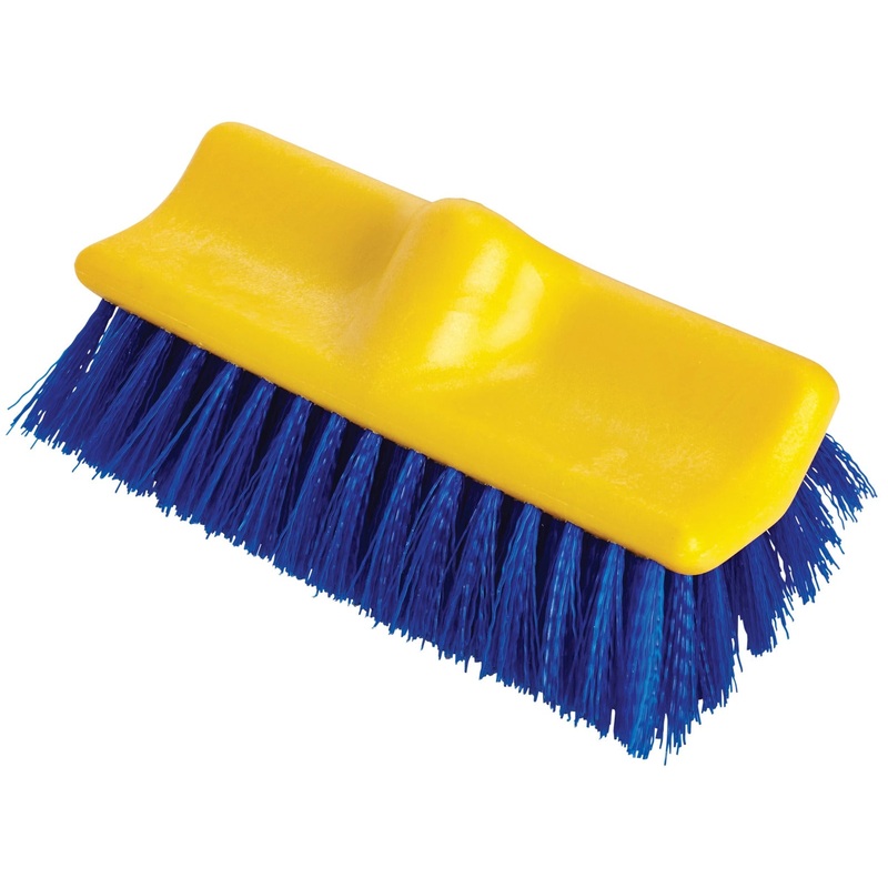 Rubbermaid FG633700BLUE Bi-Level Floor Scrub Brush Head Only with Blue Polypropylene Bristles and Yellow Plastic Block 10"
