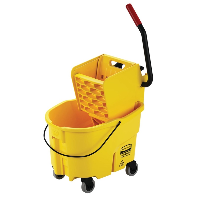 Rubbermaid FG748000YEL WaveBrake Mop Bucket with Side-Press Wringer 26 qt. - Yellow