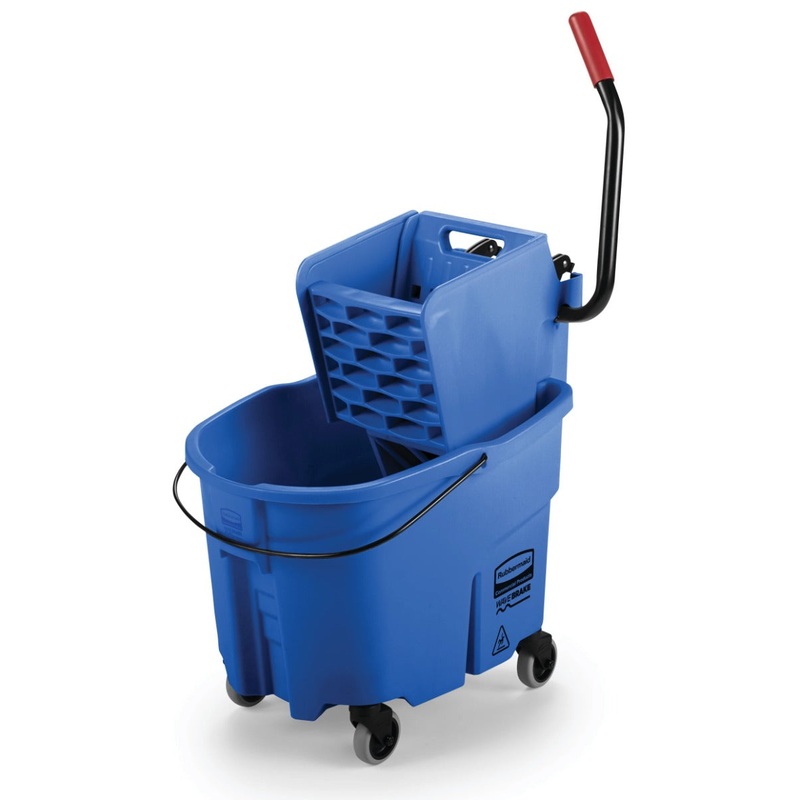 Rubbermaid FG758888BLUE WaveBrake Side-Press Bucket and Wringer 35 Qt. - Blue