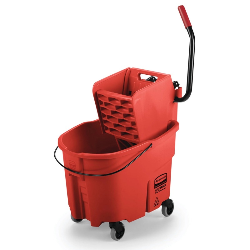 Rubbermaid FG758888RED WaveBrake Side-Press Bucket and Wringer 35 Qt. - Red