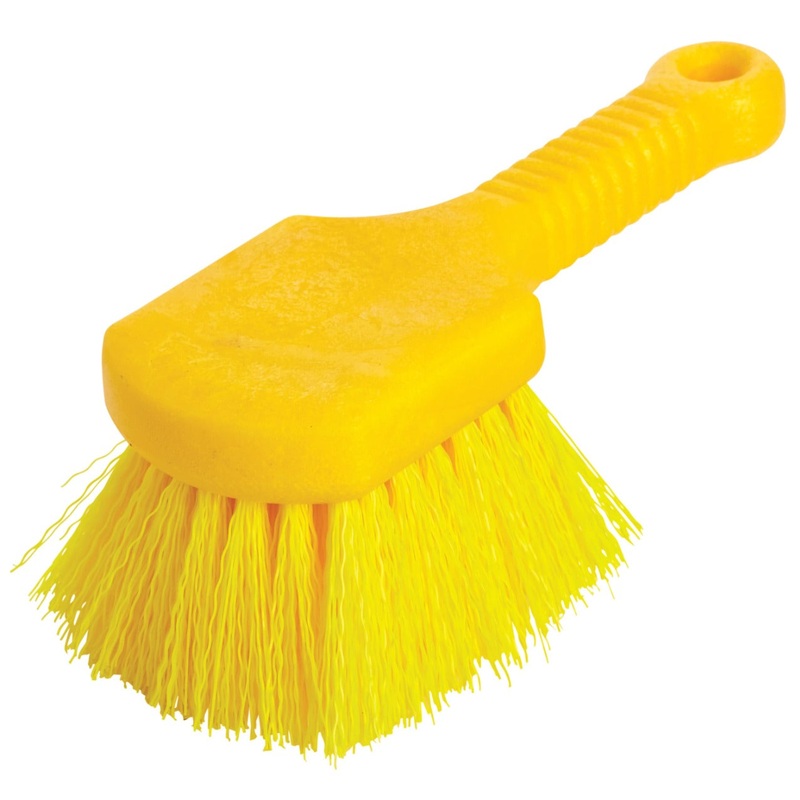 Rubbermaid FG9B2900YEL Utility Brush with Short plastic handle and Synthetic Bristles 8" - Yellow