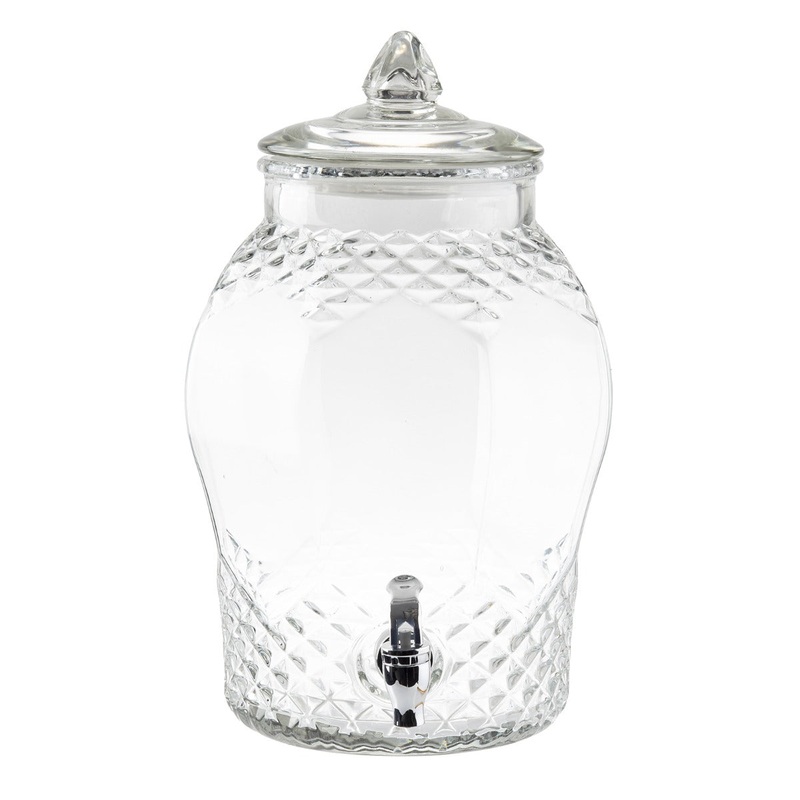 TableCraft 10699 2 Gallon Round Glass Beverage Dispenser - Clear