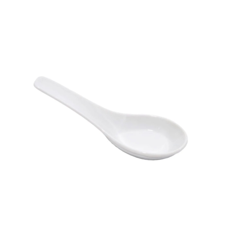 Town 22802 2/3 oz Chinese Soup Spoon, Ceramic White, 5 in