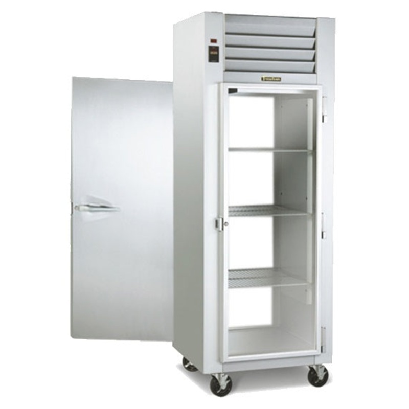 Traulsen G16013P 1-Section Right Hinged 1 Solid Full Door Front / Left Hinged 1 Glass Full Door Rear Pass-Thru Refrigerator 30" - 25.9 cu. ft. - 115v