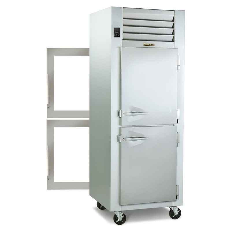 Traulsen G17003P 1-Section Right Hinged 2 Glass Half Door Front / Left Hinged 2 Solid Half Door Rear Pass-Thru Refrigerator 30" - 25.03 cu. ft. - 115v