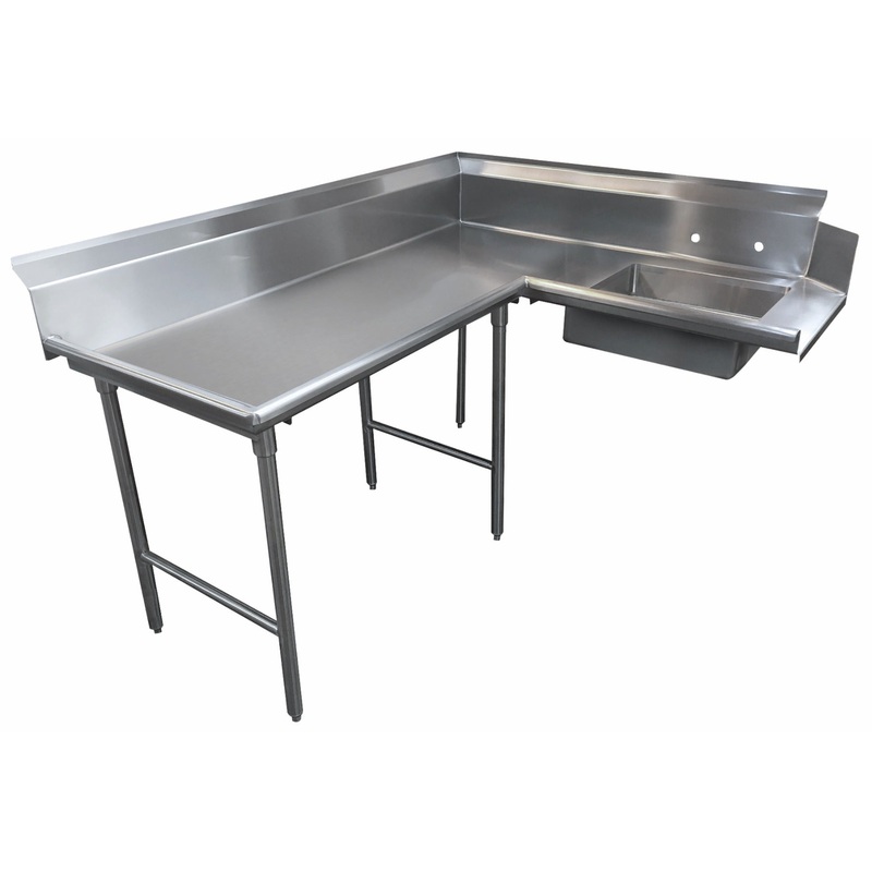 Advance Tabco DTS-K30-48L Spec-Line Stainless Steel Korner L-Shape Soil Dishtable with Pre-Rinse Sink 47" - Left-to-Right