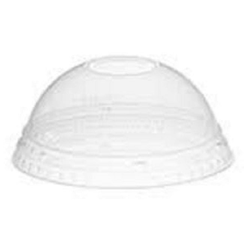 Amhil ADL924 Clear Plastic Double Fit Dome Lid with 1" Hole - Fits 16 oz. and 20 oz. Clear Cups - 1000/Case