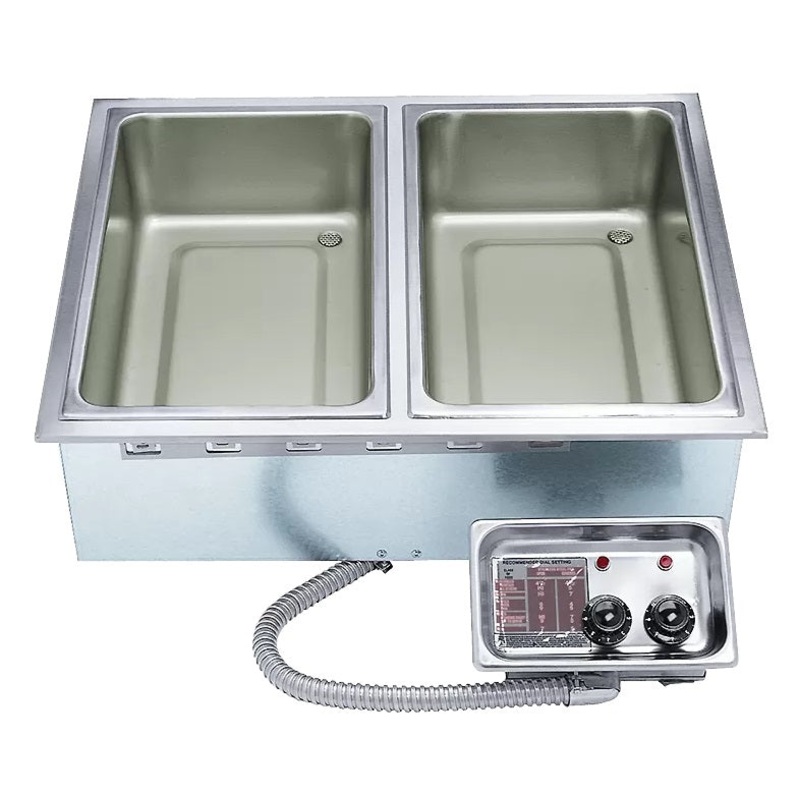APW Wyott HFW-2S Top-Mount 2-Well Insulated Drop-In Hot Food Well with Infinite Controls and without Drain 29-1/2"W x 23-5/8"D x 9-3/4"H - Holds (2) 12" x 20" Pans - 208/240V