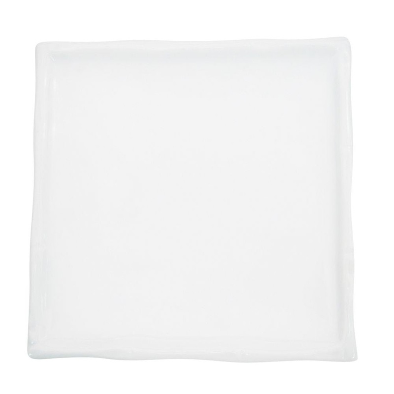 CAC China BAP-9 Bamboo Rimless Square Porcelain  Plate 9-1/4" x 9-1/4" - Super White - 24/Case