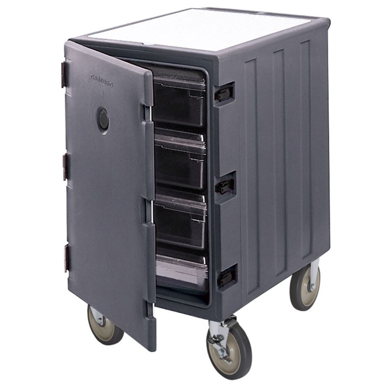 Cambro 1826LBC615 Camcart Mobile Insulated Food Box Carrier / Cart with Removable Cutting Board 32"W x 37-1/2"H - Charcoal Gray - Holds 18" x 26" Food Storage Boxes
