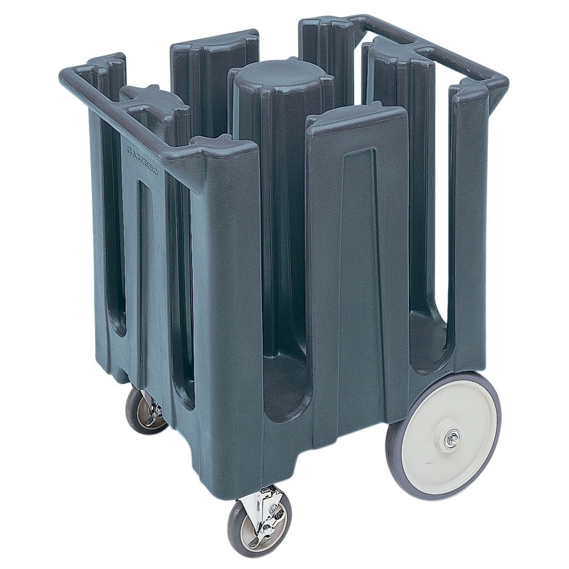 Cambro DC825191 Poker Chip Plastic Mobile Dish Caddy / Dolly with Vinyl Cover & (4) Columns 28-3/4"W x 23-3/4"L x 32"H - Granite Gray