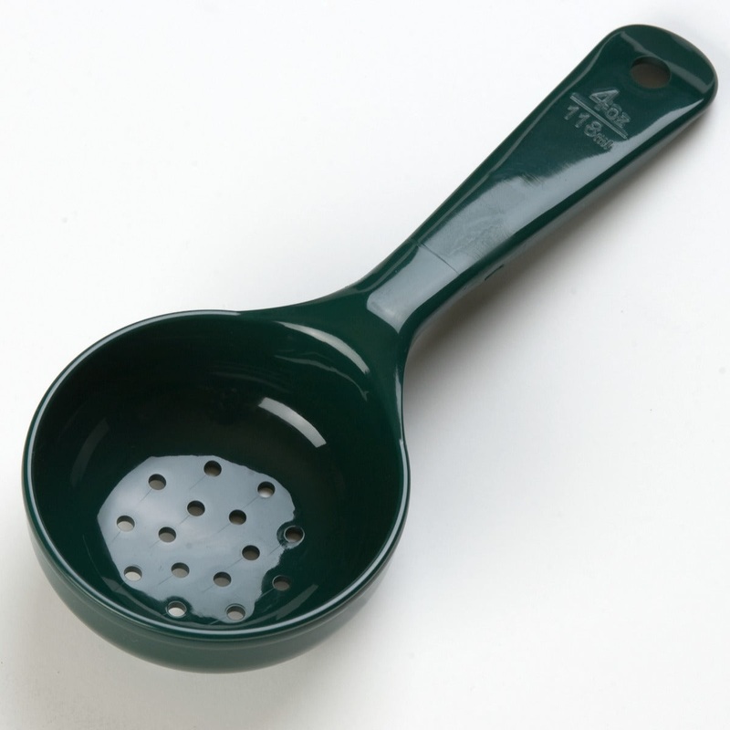 Carlisle 492908 Perforated Portion Spoon 4 oz. Plastic Green Handle , 12ea/cs