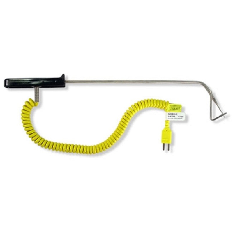 Cooper-Atkins 50263-K Thermocouple Type-K Patty Probe Thermometer with 3/16" Insertion Depth, Rounded Tip,  60-Degree Angle, and Coiled Retractable Cable - (-100 to 500 Degrees F)