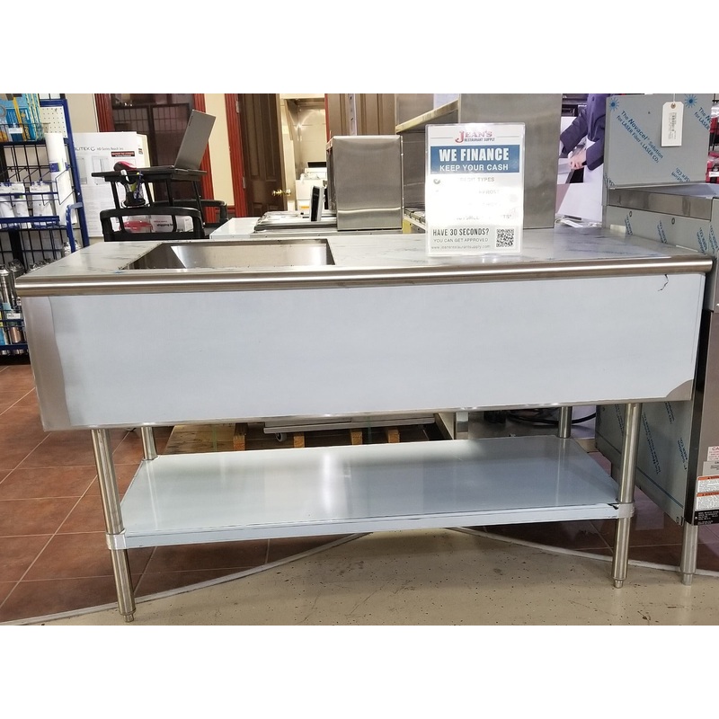Custom Advance Tabco MS-365 Stainless Steel Work Table with Undershelf and Compartments for (2) Full Size Pans 60" x 36"