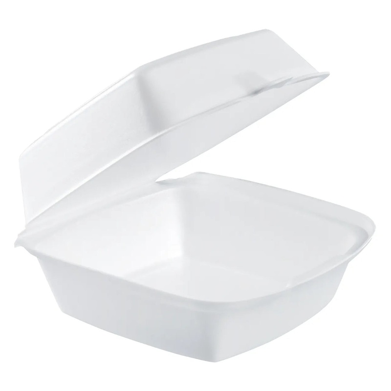 Dart 60HT1 Carryout Hinged Foam Food Container 6" x 6" (Case of 500) Disposable Containers