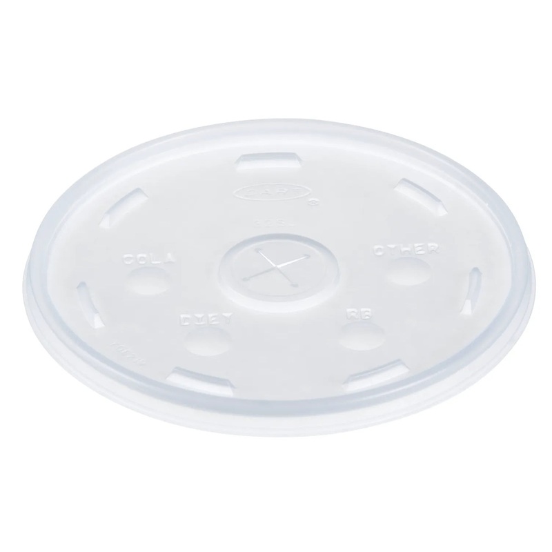 Dart Solo 32SL1 Translucent Plastic Slotted Flat Lid for 32 oz. Foam Cups & Containers - 1000/Case