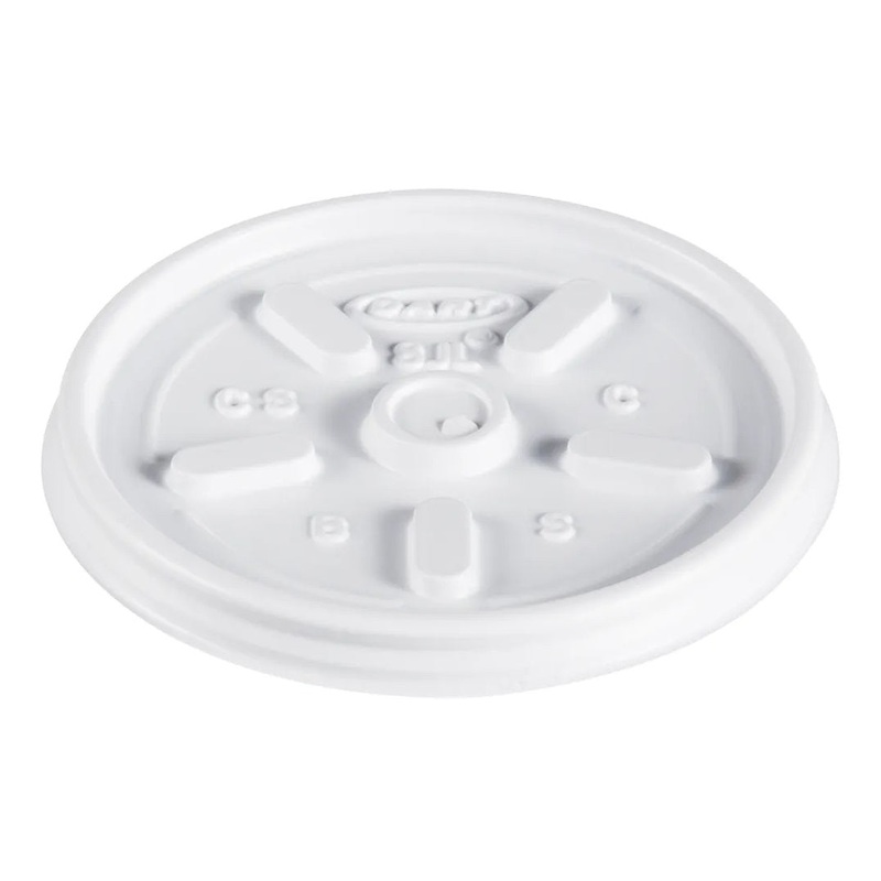 Dart Solo 8JL White Plastic Vented Flat Lid for 8 oz. Foam Cups & Containers - 1000/Case