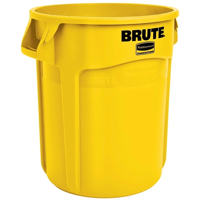 Rubbermaid FG264360YEL Vented BRUTE Round Container 44 Gal. - Yellow