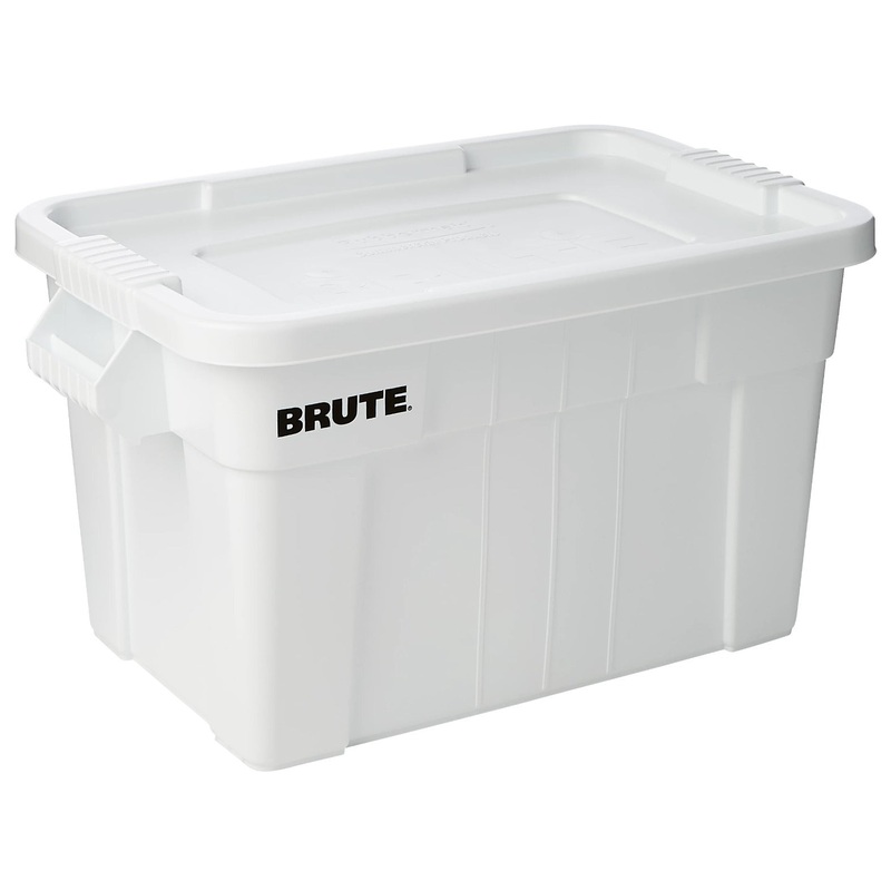 Rubbermaid FG9S3100WHT BRUTE Bus Box / Tote with Lid 16-1/2" x 27-7/8" x 10-7/10" - 20 Gal./Capacity - White