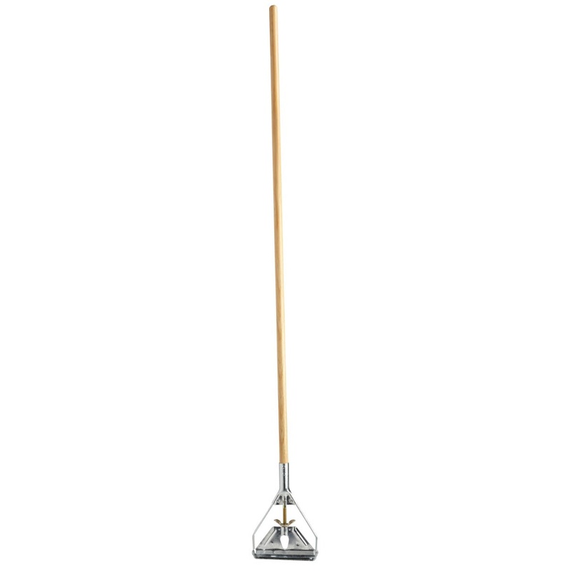 Rubbermaid FGH516000000 E-Z Change Wood Wet Mop Handle with Stirrup-Style Steel Head 60"L - Brown - for use with 1" Headbands only