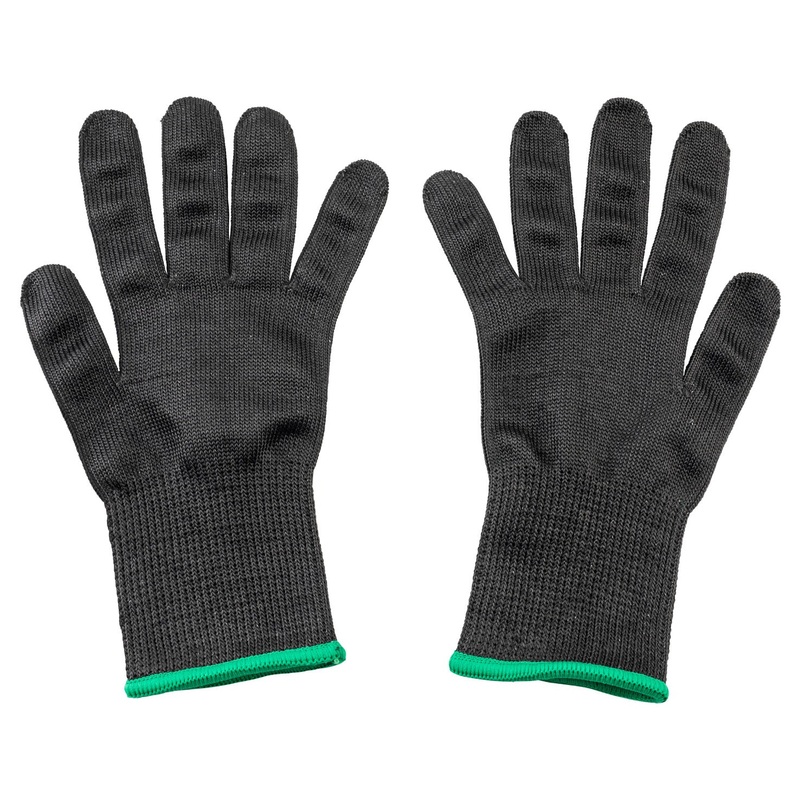 TableCraft 11209 The Protector Ambidextrous Blended Material Cut Resistant Glove - Black w/ Green Wrist Band - Medium - 1/Pair