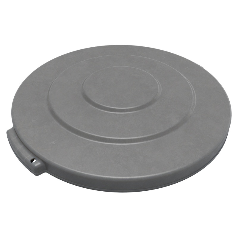 Carlisle 84101123 Bronco Plastic Round Flat Trash Can Lid for use with 10-Gallon Container - Gray
