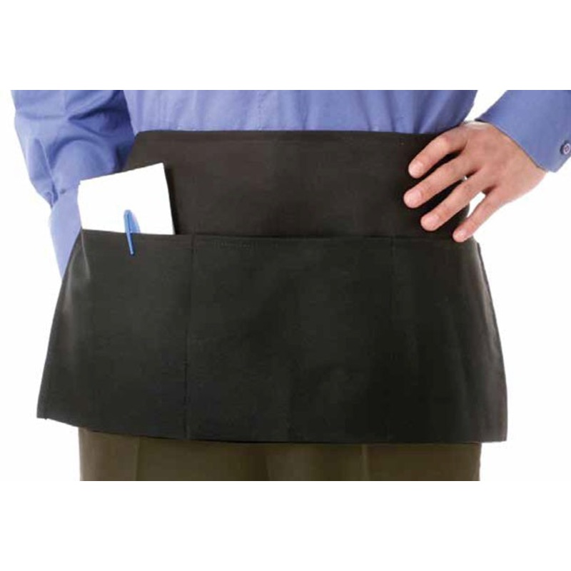 Chef Revival 605PS-BK Polyester Waist Apron with 3 Front Pockets 12" x 24" - Black