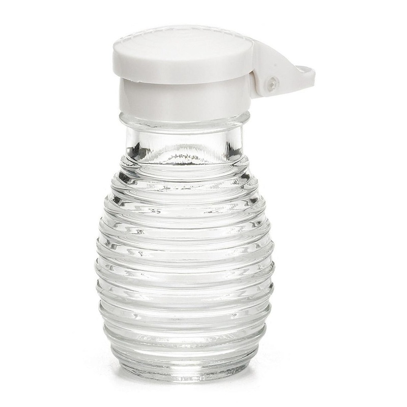 TableCraft BH2MPW Beehive Collection Glass Salt & Pepper Shaker with White Moisture Proof Plastic Flip Top 2oz. - Clear