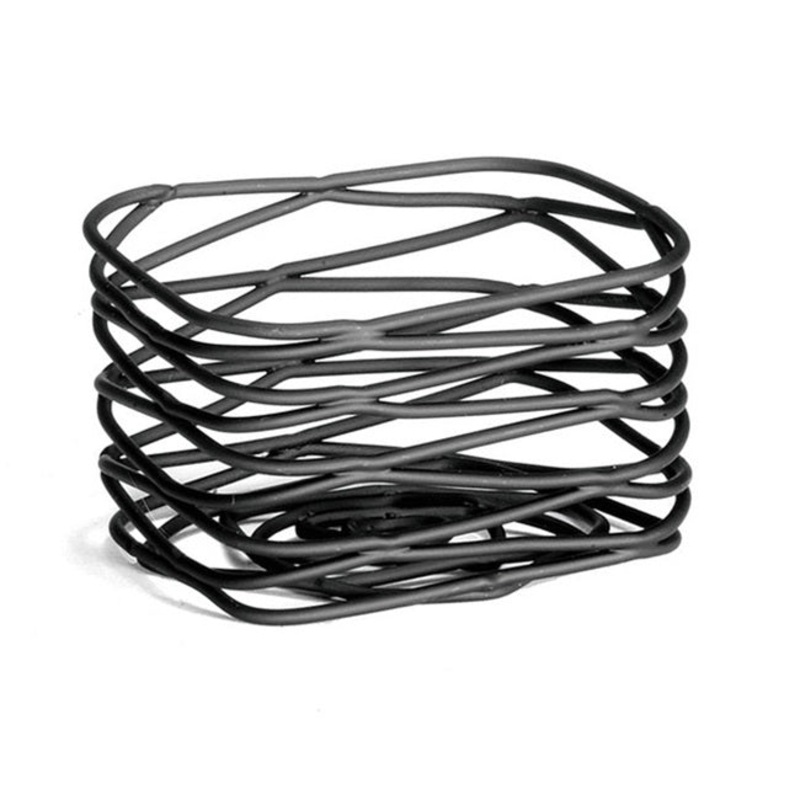 TableCraft BK156 Artisan Collection Powder Coated Metal Wire Sugar Packet Holder / Sugar Caddy 3" x 2-1/2" x 2" - Black